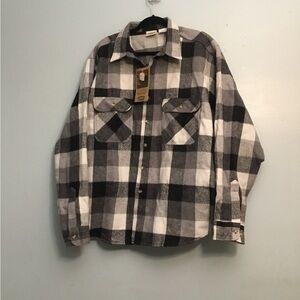 FIVEBROTHER Gray and White and Black Plaid Shirt